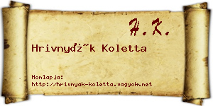 Hrivnyák Koletta névjegykártya
